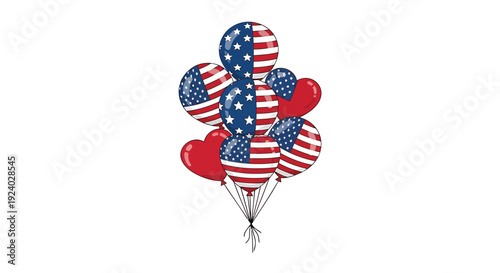 American flag balloons vector
