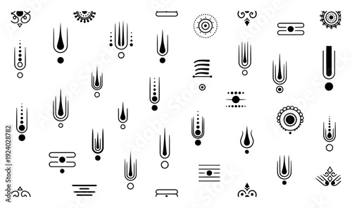 Minimalist seamless pattern featuring traditional Hindu tilak marks and sacred religious symbols