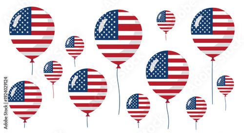 American flag balloons vector set