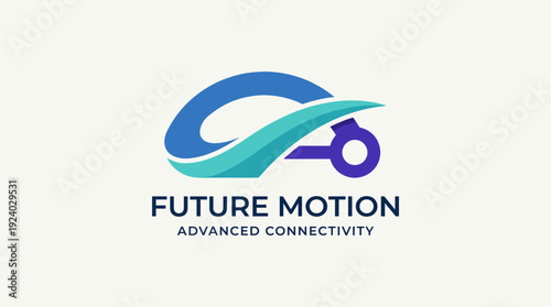 An innovative logo design combining movement and connection, hinting at advancements in technology and smart transportation for the future of mobility.