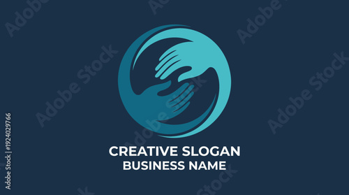 This logo features interlocking hands in a comforting design, symbolizing teamwork, support, and collaboration, perfect for businesses focused on community and connection.
