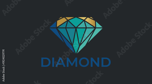 Diamond logo combines geometric shapes with a modern color palette, symbolizing luxury, strength, and beauty, aimed for industries focusing on precious materials and status.