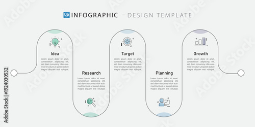 Timeline Creator infographic template. 5 Step timeline journey, calendar Flat simple infographics design template. presentation graph. Business concept with 5 options, gantt vector illustration.