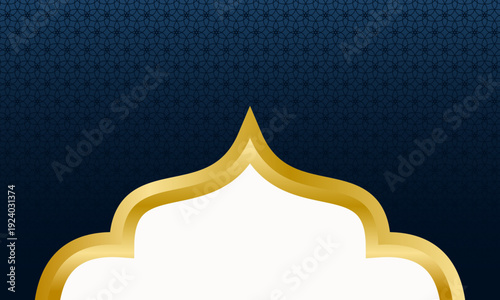Elegant Ramadhan Background with Golden Islamic Arch and Pattern for Festive Greetings