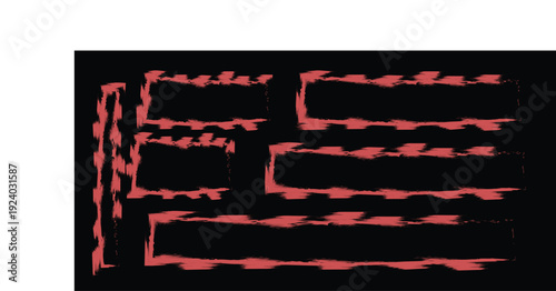 Roughly painted reddish frames create a distressed border pattern on a dark background for design projects