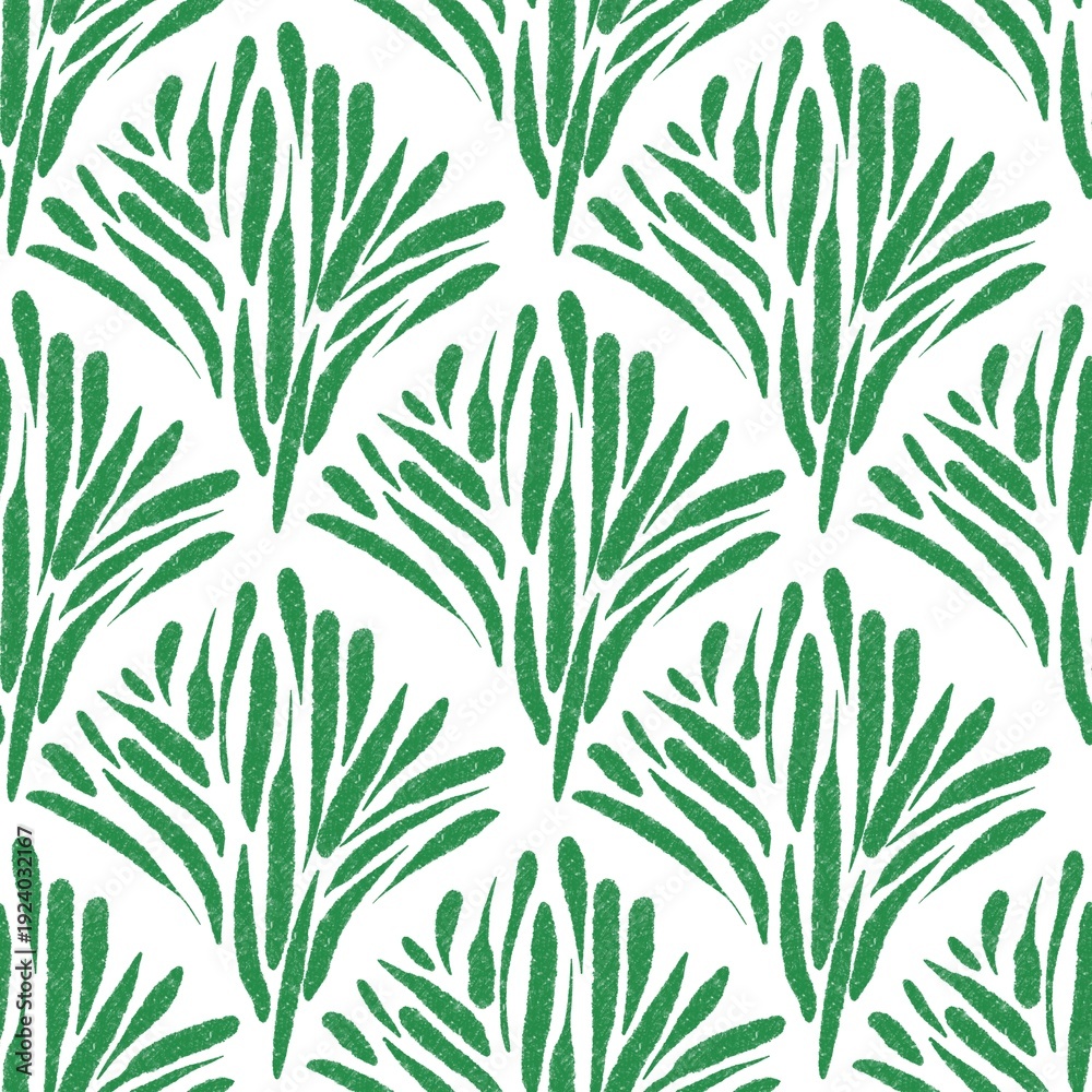 Fototapeta premium Green Botanical Leaf Seamless Pattern