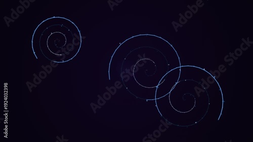 Spiral Shapes Animation on Dark Background.