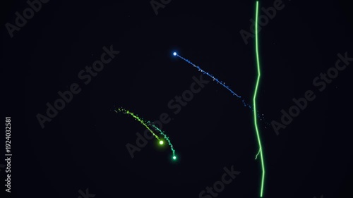 Lightning Storm with Electric Discharges in Dark Sky.