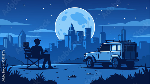 Man sitting on chair looking at skyline