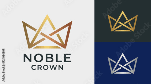 This elegant logo depicts a geometric crown design, symbolizing strength and nobility. It's a fitting visual for businesses related to refinement or heritage.