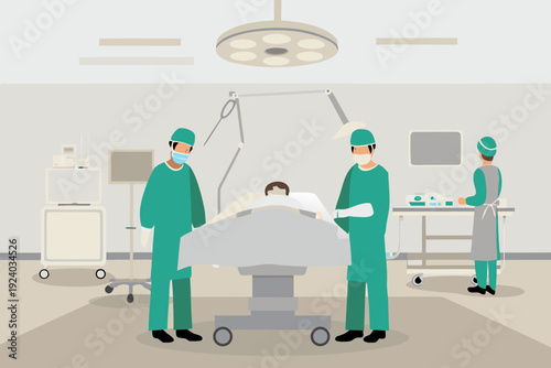 Surgical team preparing a patient in a modern operating room setting
