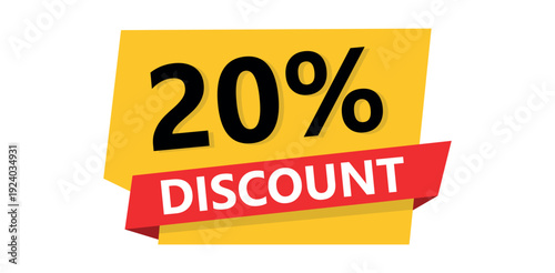 20 percent discount sale offer tag banner graphic promotion offer savings retail deal shop special marketing coupon sale