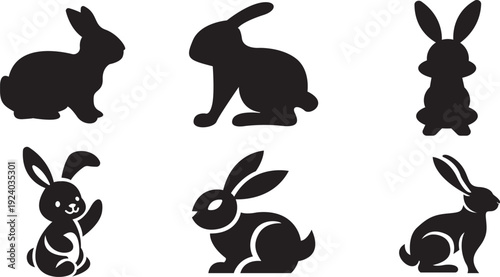 Easter bunny silhouettes collection for easter decorations and holiday celebrations
