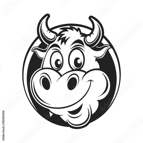 Wallpaper Mural Powerful bull showcases bold black design with prominent horns on a white backdrop Torontodigital.ca
