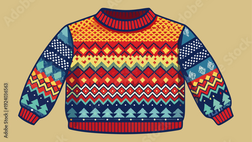 Colorful patterned christmas sweater design