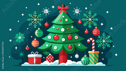 Decorated christmas tree with gifts around