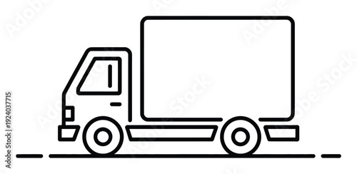Simple Delivery Truck Outline Vector Illustration