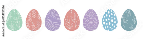 Decorative Easter Eggs in a Variety of Pastel Colors with Unique Textured Patterns, Perfect for Spring Celebrations
