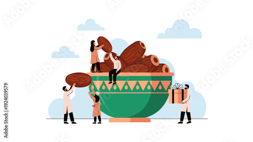 Ramadan Iftar Celebration A Joyful Gathering with Dates and Gifts for a Blessed Meal