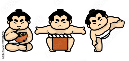 Set of cute Sumo mascot designs.
