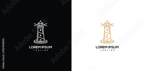 Lighthouse Logo Design - Nautical Beacon Symbol.