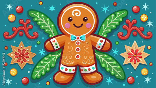 Gingerbread man with christmas decorations