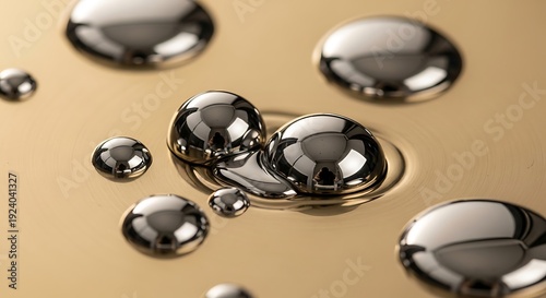 Mercury droplets on a golden surface