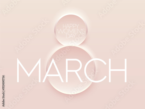 March 8 international women's day. Thin volume number with congratulatory inscription . Minimalist greeting card design
