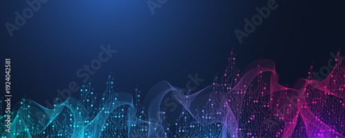 Modern technology circuit board texture background design. Quantum computer technology concept. Futuristic blue circuit board system background. Motherboard vector illustration.