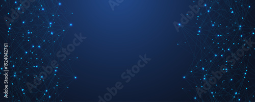 Global network connection concept. Big data visualization. Social network communication in the global computer networks. Internet technology. Business. Science. Vector illustration