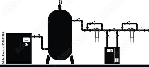 Air compressor system with air dryer and line filter