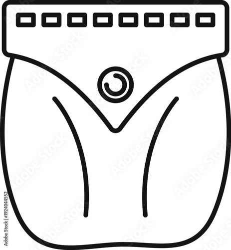 Line art of a back jean pocket with button and stitching details