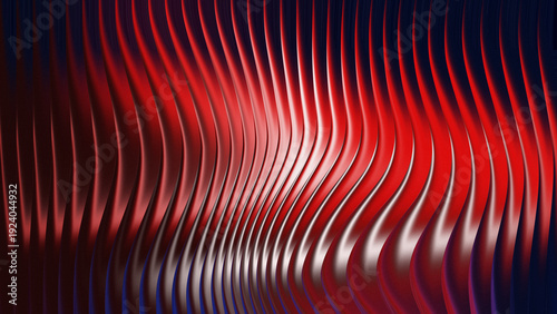 Red wavy metallic lines converging in dark background