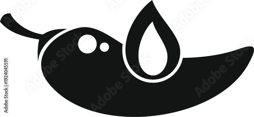 Chili pepper with hot drop silhouette representing spicy food and flavor