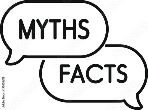 Overlapping speech bubbles communicating opposing concepts of myths and facts