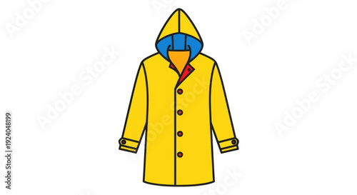 Yellow raincoat with hood and buttons