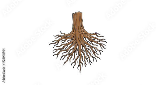 Illustration of tree roots spreading out from a trunk