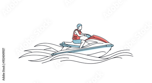 Man riding a jet ski on the water, enjoying a summer activity