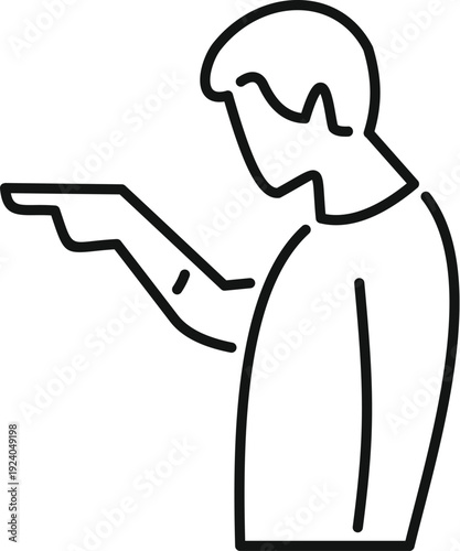 Person pointing a finger, symbolizing accusation, blame, or direction