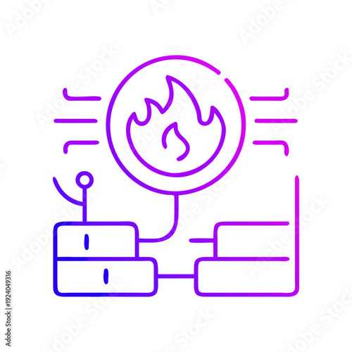 Network firewalls and data protection icon on transparent background