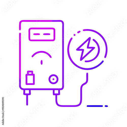 Electrical tester and power symbol outline on transparent background