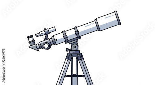 Astronomical Telescope Vector Illustration on White Background