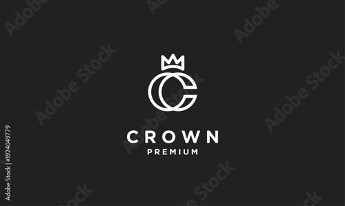 Modern Letter C and Crown Monogram Logo Design in White on a Dark Background, Representing Premium Brand Identity