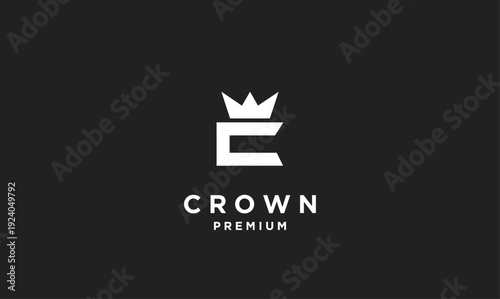 Crown Letter C Logo Design. Modern Minimalist C Initial with Royal Crown Symbol for Premium Brand Identity.
