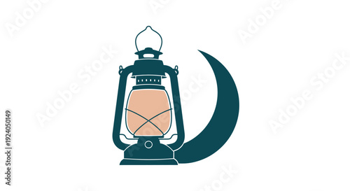 Ramadan Kareem illustration of lantern under crescent moon