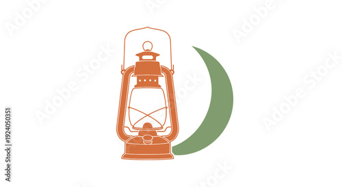 Ramadan Kareem lantern shines beside crescent moon symbol