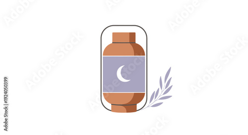 Ramadan Kareem greeting card with water bottle and crescent moon symbol