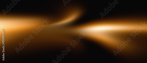 Canvas Print Abstract golden light wave with grainy texture on dark background, glowing banne