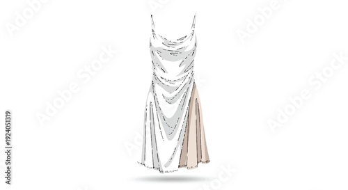 White Slip Dress Vector Illustration. Fashion Lingerie Apparel Design Element isolated PNG with Transparent Background