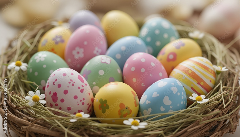 Naklejka premium Close-up of Easter eggs 